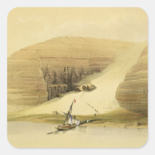 De uitgegraven tempel van Abu Simbel uit "Egypte e Vierkante Sticker