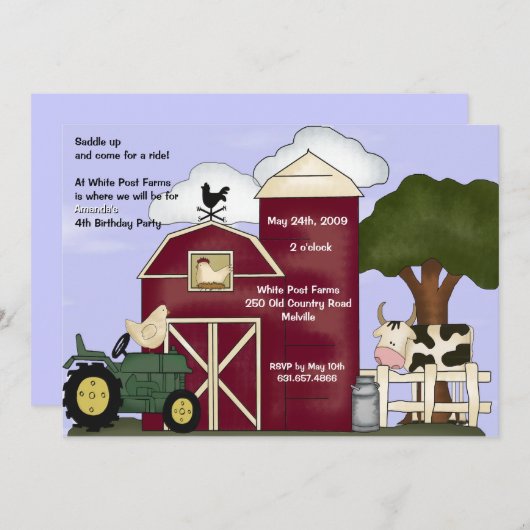 De uitnodiging van Barn (Voorkant / Achterkant)