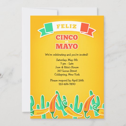 De Uitnodiging van Cinco DE Mayo van Feliz (Voorkant)