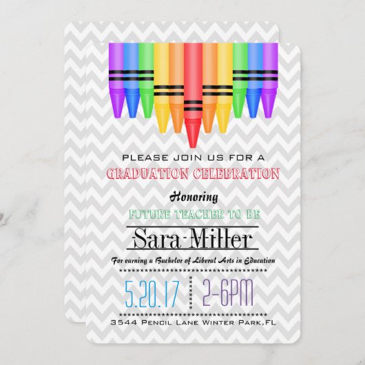 De Uitnodiging van de Afstuderen van de Leraar van (Voorkant / Achterkant)