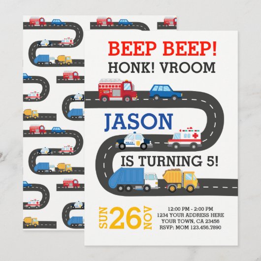 De Uitnodiging van de Auto van de Stad, 100% aanpa (Voorkant / Achterkant)