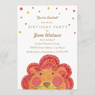 De uitnodiging van de Big Cat Kids Birthday Party