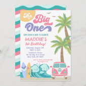 De uitnodiging van de Big One Surf om de verjaarda (Voorkant / Achterkant)