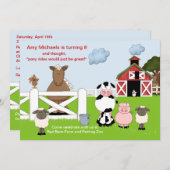 De uitnodiging van de Birthday-partij Red Barn (Voorkant / Achterkant)