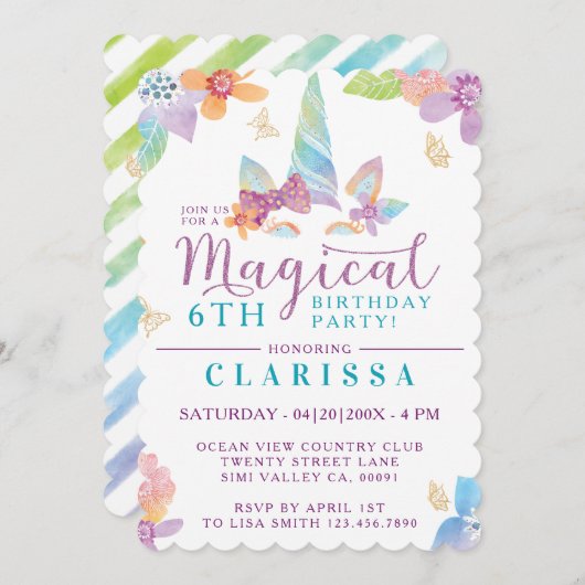 De uitnodiging van de 'Birthday' van het meisje va (Voorkant / Achterkant)