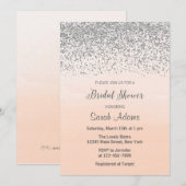 De Uitnodiging van de Bridal van de peach en Silve (Voorkant / Achterkant)