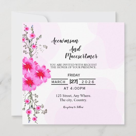 De Uitnodiging van de bruiloft Kaart Vector Sjablo (Voorkant)