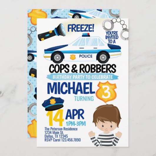 De Uitnodiging van de Partij van Cops en Robbers B (Voorkant / Achterkant)
