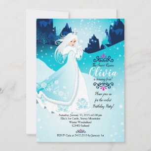 De uitnodiging van de Snow Queen Birthday Party
