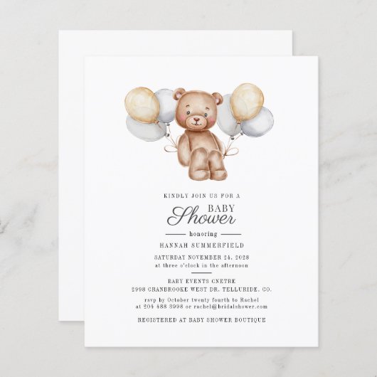 De Uitnodiging van het Baby shower van het Manuscr (Voorkant / Achterkant)