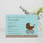 De Uitnodiging van het Baby shower van het Vervoer (Staand voorkant)