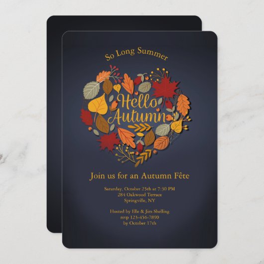 De Uitnodiging van het Hart van de Herfst van het (Voorkant / Achterkant)