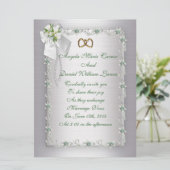 De Uitnodiging van het huwelijk elegant wit groot  (Staand voorkant)