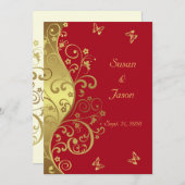 De Uitnodiging van het huwelijk—Gouden Zwemelen &  (Voorkant / Achterkant)