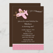 De uitnodiging van het roze vliegtuig van het meis (Voorkant / Achterkant)