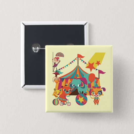 De Uitvoerders van het circus Vierkante Button 5,1 Cm (Voorkant /achterkant)