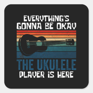 De Ukulele Player is hier Vierkante Sticker
