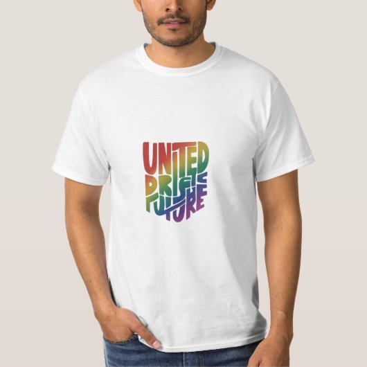 De "United Pride Bright Future" T-shirt design fee (Voorkant)