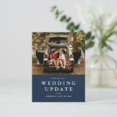 De update van het huwelijk verandert de datum navy briefkaart (Staand voorkant)