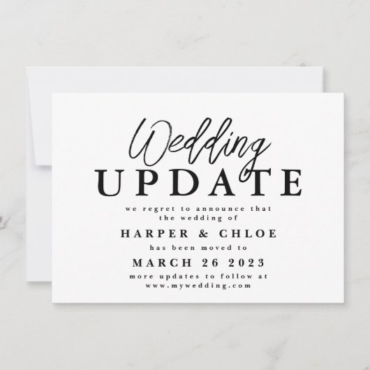 De Update van het huwelijk verandert de Datum Uits Save The Date (Voorkant)