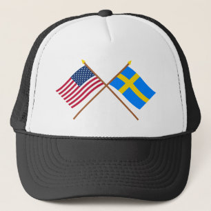 De V.S. en Zweden Gekruiste Vlaggen Trucker Pet