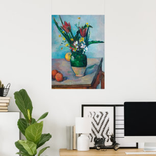 De vaas van tulpen van Paul Cezanne Poster