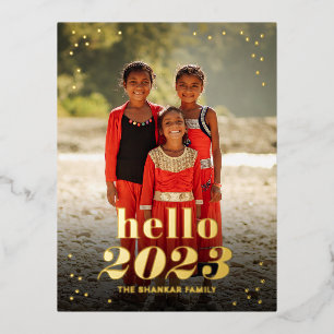 De Vacances En Aluminium Bonjour Nouvel An Foil Photo Holiday Carte postale