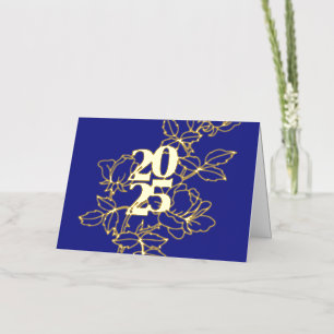 De Vacances En Aluminium Carte à huile pliée bleu profond 2025 Floral Desig