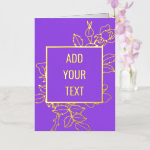 De Vacances En Aluminium Carte florale personnalisée Gold Foil