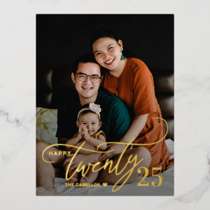 De Vacances En Aluminium Carte postale Charming Twenty FOIL Happy New Year 