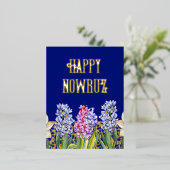 De Vacances En Aluminium Carte postale Foil Hyacinth Spring Blossants (Debout devant)