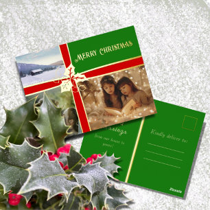 De Vacances En Aluminium Carte postale Holiday Holly et Ivy Red et Green Fo