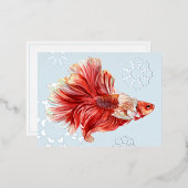 De Vacances En Aluminium Carte postale Lucky Goldfish & Bubbles Foil (Recto/Verso)