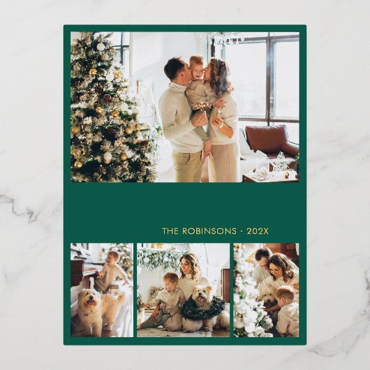 De Vacances En Aluminium Carte postale moderne Gold Foil Script Collage Hol (Recto)