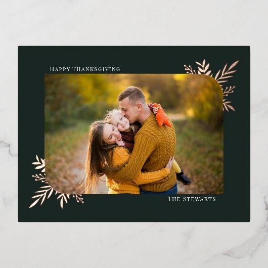 De Vacances En Aluminium Carte postale Thanksgiving Botanical Frame Foil (Recto)