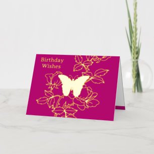 De Vacances En Aluminium Elégant Papillon Floral Anniversaire Carte Gold Fo