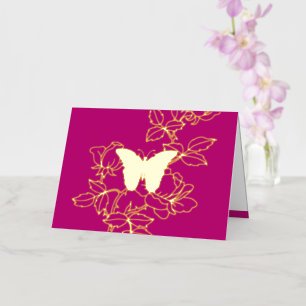De Vacances En Aluminium Elégant Papillon Floral Plié Gold Carte Foil
