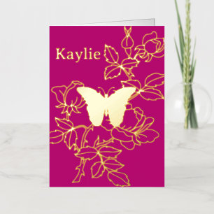 De Vacances En Aluminium Elégante carte florale papillon personnalisée