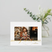 De Vacances En Aluminium Foil Script Joyeux Noël Elégante carte postale pho (Debout devant)
