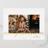 De Vacances En Aluminium Foil Script Joyeux Noël Elégante carte postale pho (Recto)