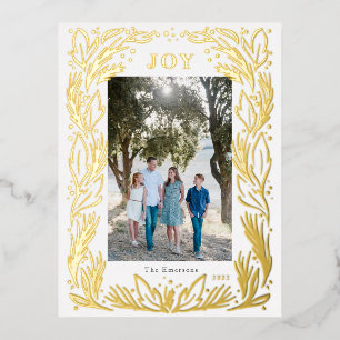 De Vacances En Aluminium Joy Christmas Wreath Photo Foil Gold Carte postale