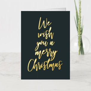 De Vacances En Aluminium Joyeux Noël Elegant Vert Carte photo d'huile or