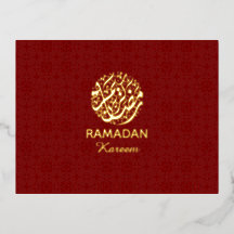 Ramadan Kareem Carte Postale Élégante Rouge & Or à