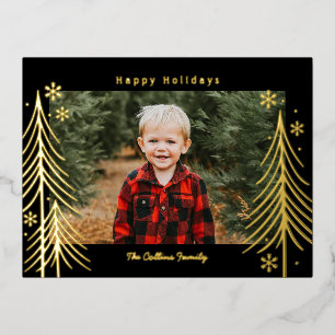 De Vacances En Aluminium Scène d'hiver Foil Carte postale Fête Famille Réun
