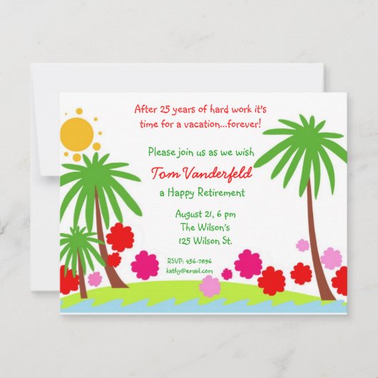 De vacances invitation de partie de retraite pour (Devant)