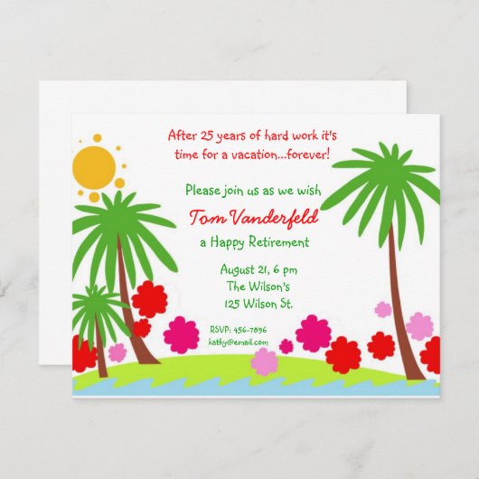 De vacances invitation de partie de retraite pour (Devant / Derrière)