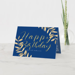 De Vacances Métallisée Carte d'anniversaire bleue minimaliste