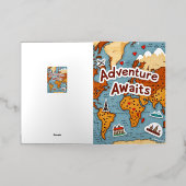 De Vacances Métallisée Carte du monde avec citation (Mise à l'extérieur)
