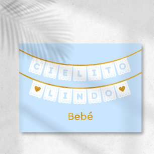 De Vacances Métallisée Cielito Lindo Blue Baby Félicitations Carte