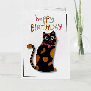 De Vacances Métallisée Couleurs vives jolie Chat Carte d'anniversaire